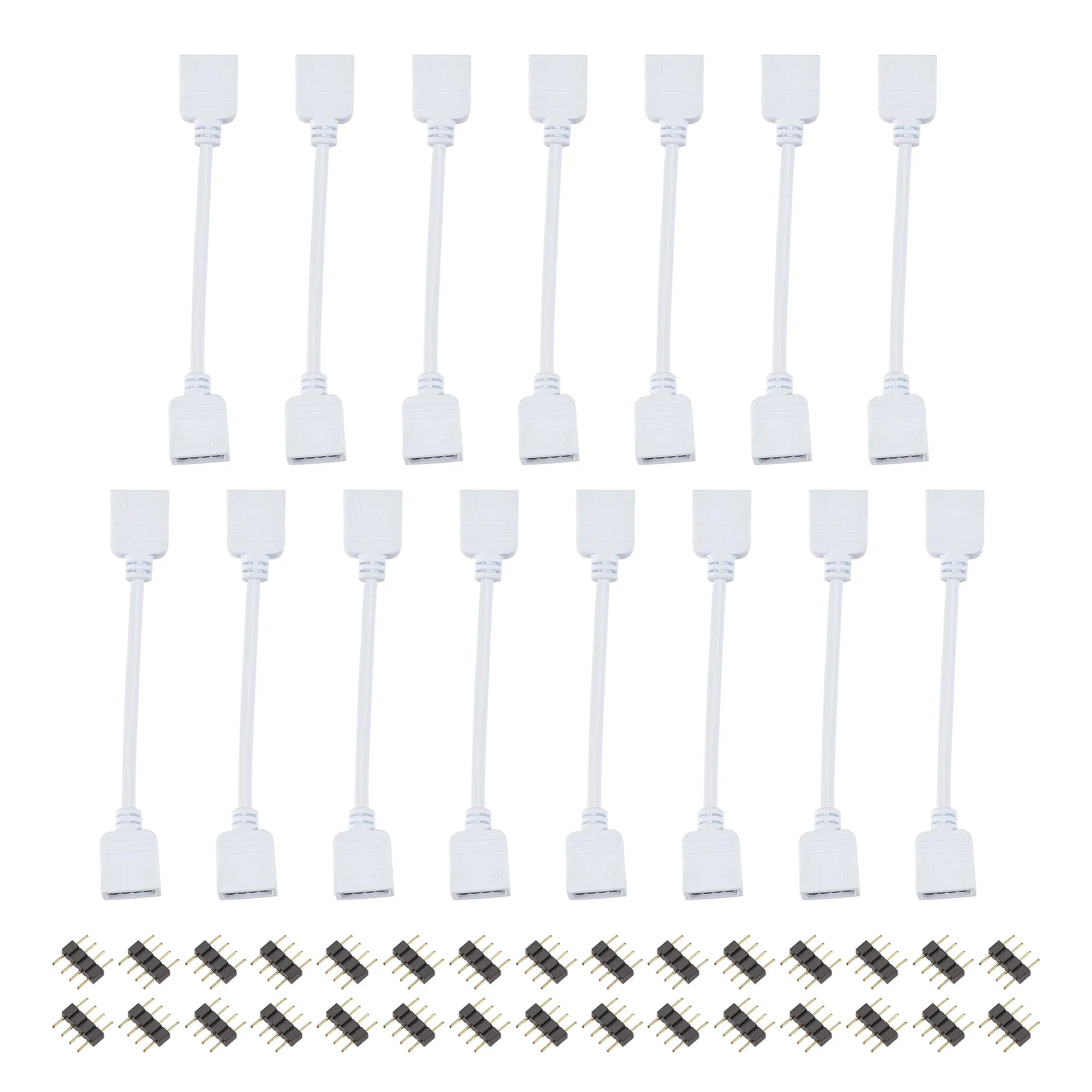 

Uxcell 4 Pin 10mm RGB LED Strip Light Connector Extension Cable 300mm Length White 15Pcs with 30Pcs Male 4 Pin Plugs