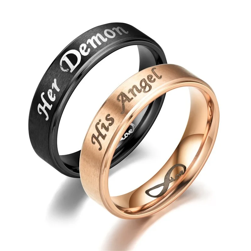 

Couple Rings Fashion Wedding Bride Bridegroom Jewelry Angels and Demons Rings Anniversary for Best Friends