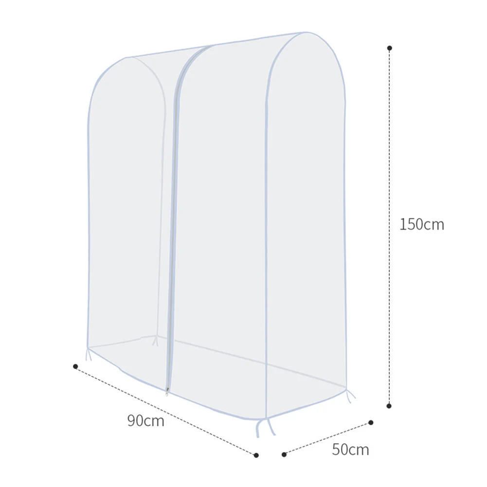 

Clear Waterproof Dustproof Zip Clothes Cover Clothing Rack Cover Hanging Garment Suit Coat Storage Display Protector Bag