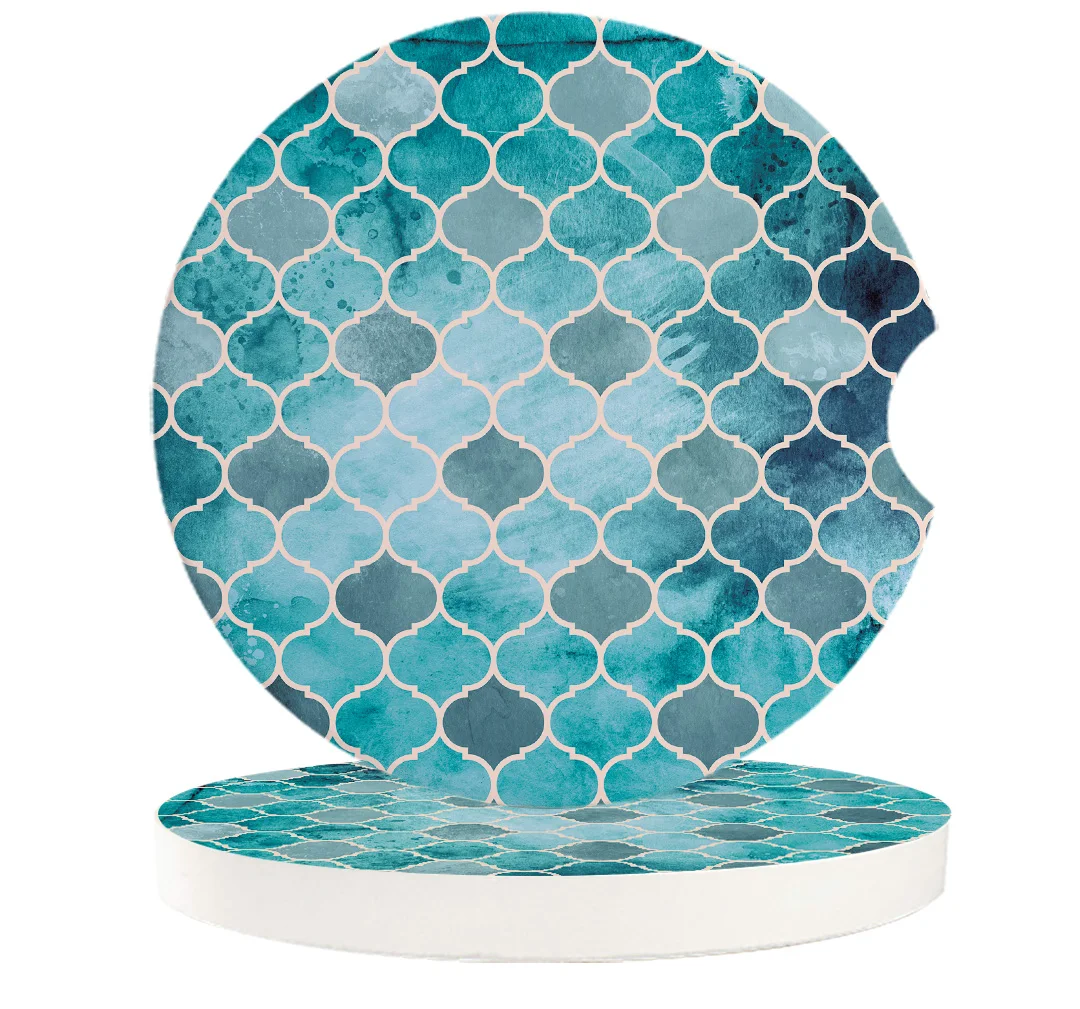 Марокканские зеленые геометрические маленькие круглые керамические