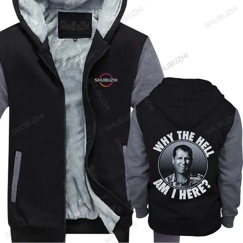 

Man black jacket thick hoodies brand clothing Why The Hell Am I Here men's winter vintage print sweatshirt fleece hoody foy boys