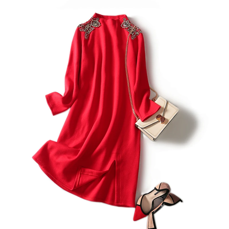 2019 Samgpilee женское платье es осень зима базаль женская одежда Slash шеи Дамы полный