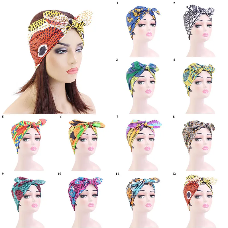 

Fashion Print Hair Band Colorful Africa Style Headband Wide Headwear For Women Wide-brimmed High Elastic Bow Hair Band
