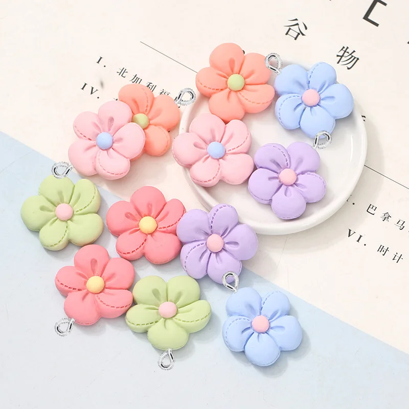 

10Pcs Korean Flower Resin Charms Pendants for Earrings Necklace Accessories DIY Fashion Jewelry Making Handmade Decoration 24mm
