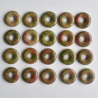 wholesale 20pcslot good quality natural flower green stone gogo donut charms pendants beads 18mm for jewelry making free