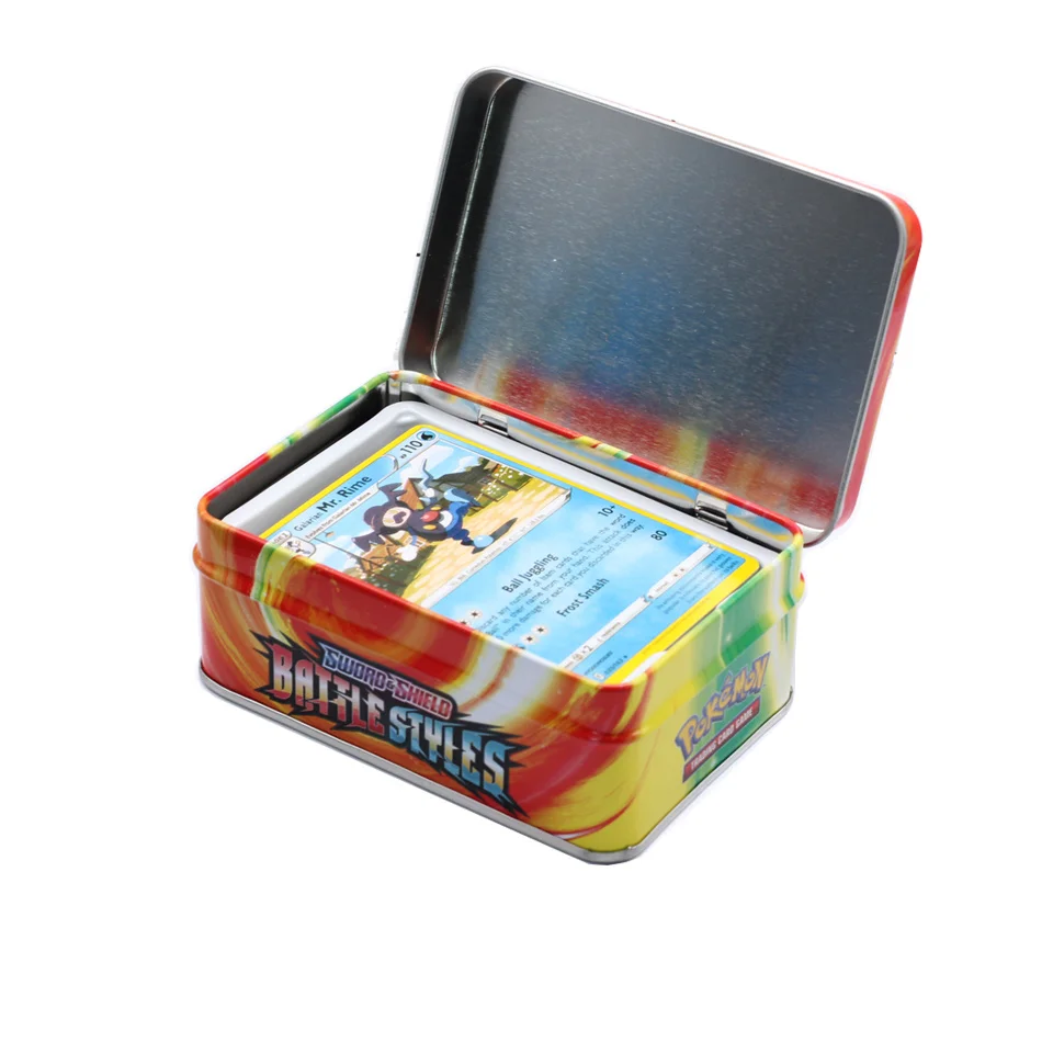 TAKARA TOMY-set de Cartas coleccionables de Pok&eacute;mon para ni&ntilde;os, juego de colecci&oacute;n de cartas de Anime, caja de hierro, 42 estilos de batalla-4