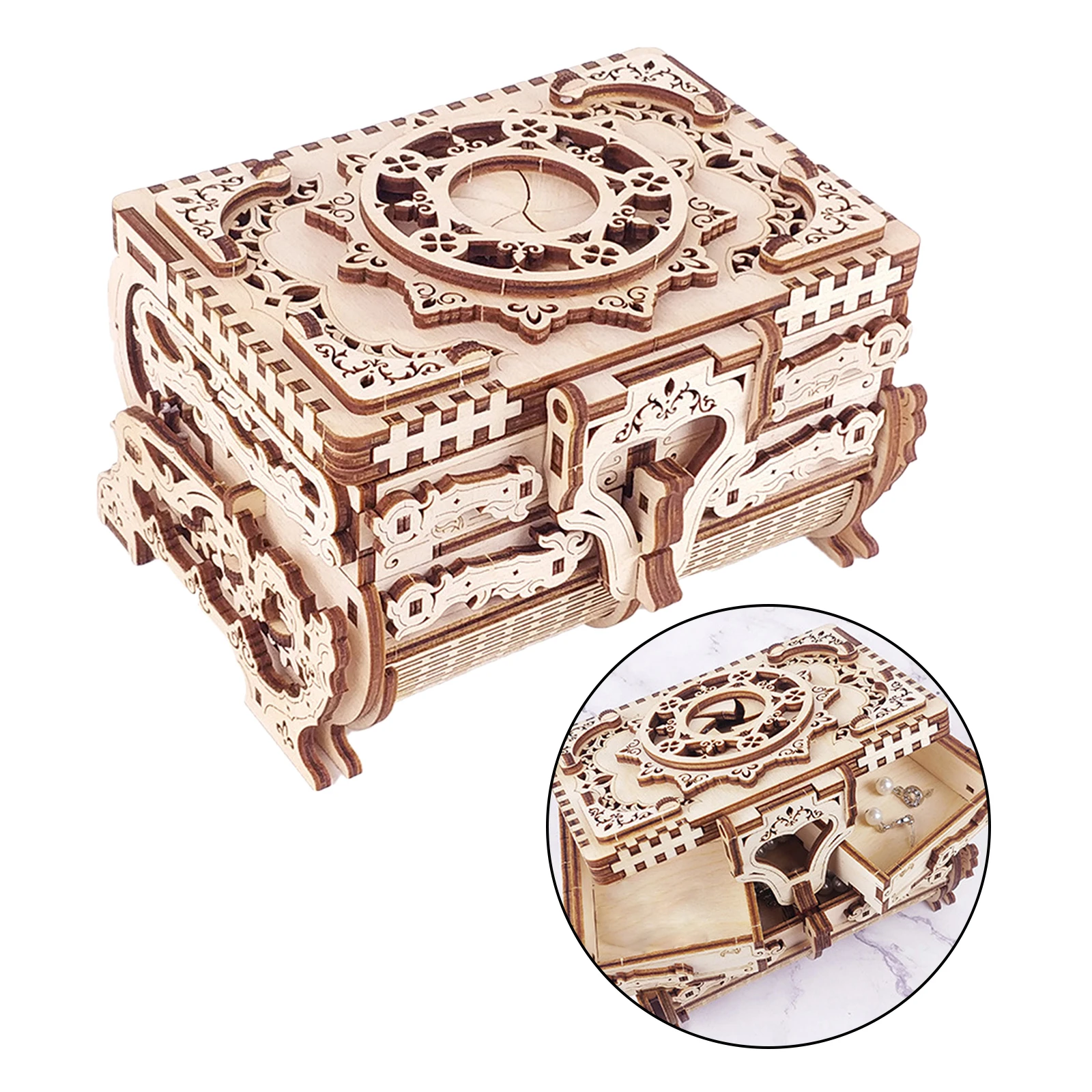 

Antique Wooden Puzzle Jigsaw Self Assembling DIY Mechanical 3D Model Kit