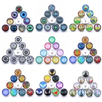 wholesale 10pcslot new snap jewelry mixed flower 18mm glass snap buttons fit leather snap button bracelet jewelry