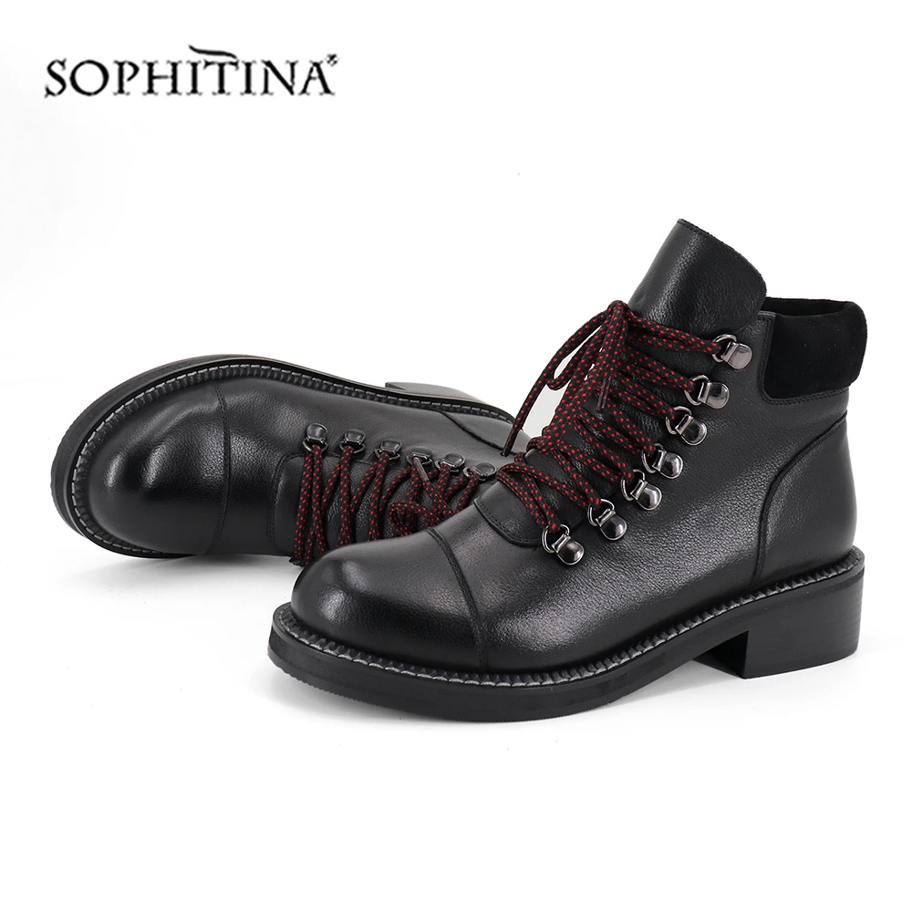 Ботильоны из коровьей кожи на шнуровке квадратном каблуке|Женские полусапожки| |