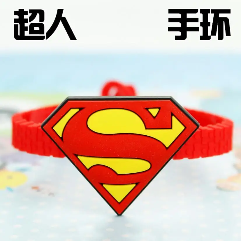 superman 12 шт/лот логотип супергероя Шарм силиконовый браслет Супермен Человек-паук Железный человек Бэтмен США капитанский браслет для детей подарок для детей - Окраска металла: superman