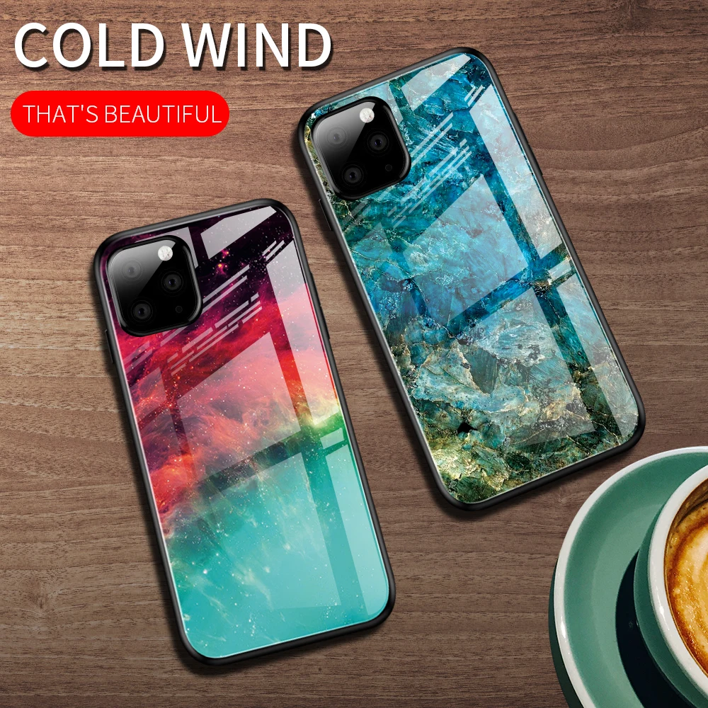 Gradient Glass Phone Case for Iphone 11 Max 11Pro 2019 Newest Fashion Shockproof Cover IPhone XI 6.5Inch Coque |