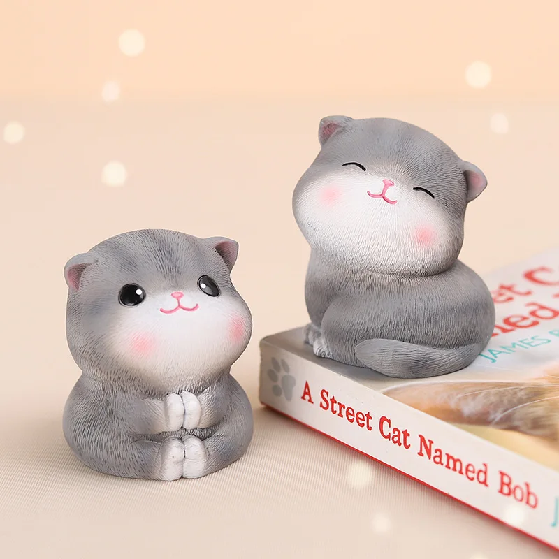 Simulation Mini Cute Cartoon Cat Resin Toy Decoration Creative Home Desktop Car Interior Gift | Игрушки и хобби
