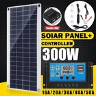 Гибкая солнечная панель 300 Вт, солнечные элементы 50A-10A, модуль контроллера для автомобиля, фургона, лодки, дома, на крыше, фургона, кемпинга, солнечная батарея 12 В