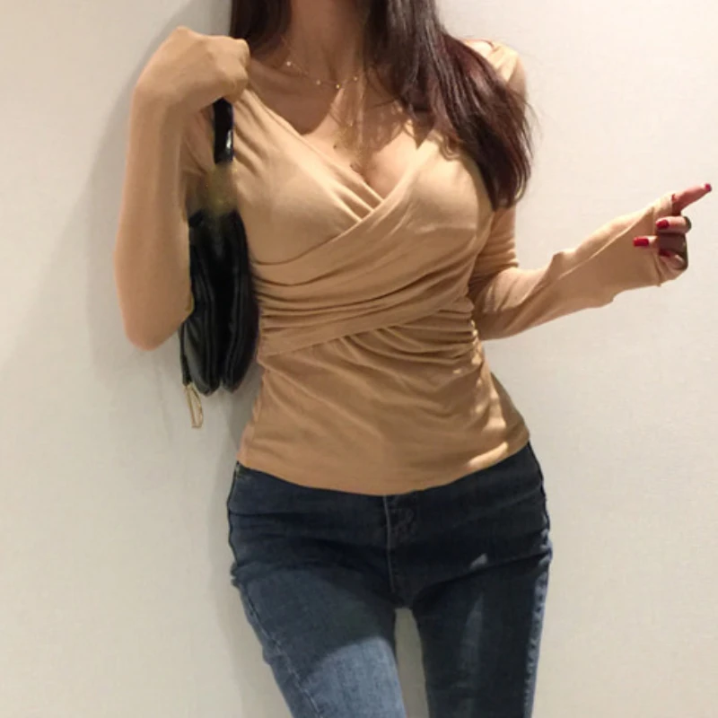 Новая весенняя Сексуальная футболка Женская эластичная летняя женская одежда