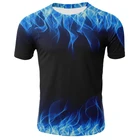 2020 новые синие пламя печати 3D футболка Круглый воротник короткий рукав женская футболка для мужчин повседневная женская обувь футболка Топы