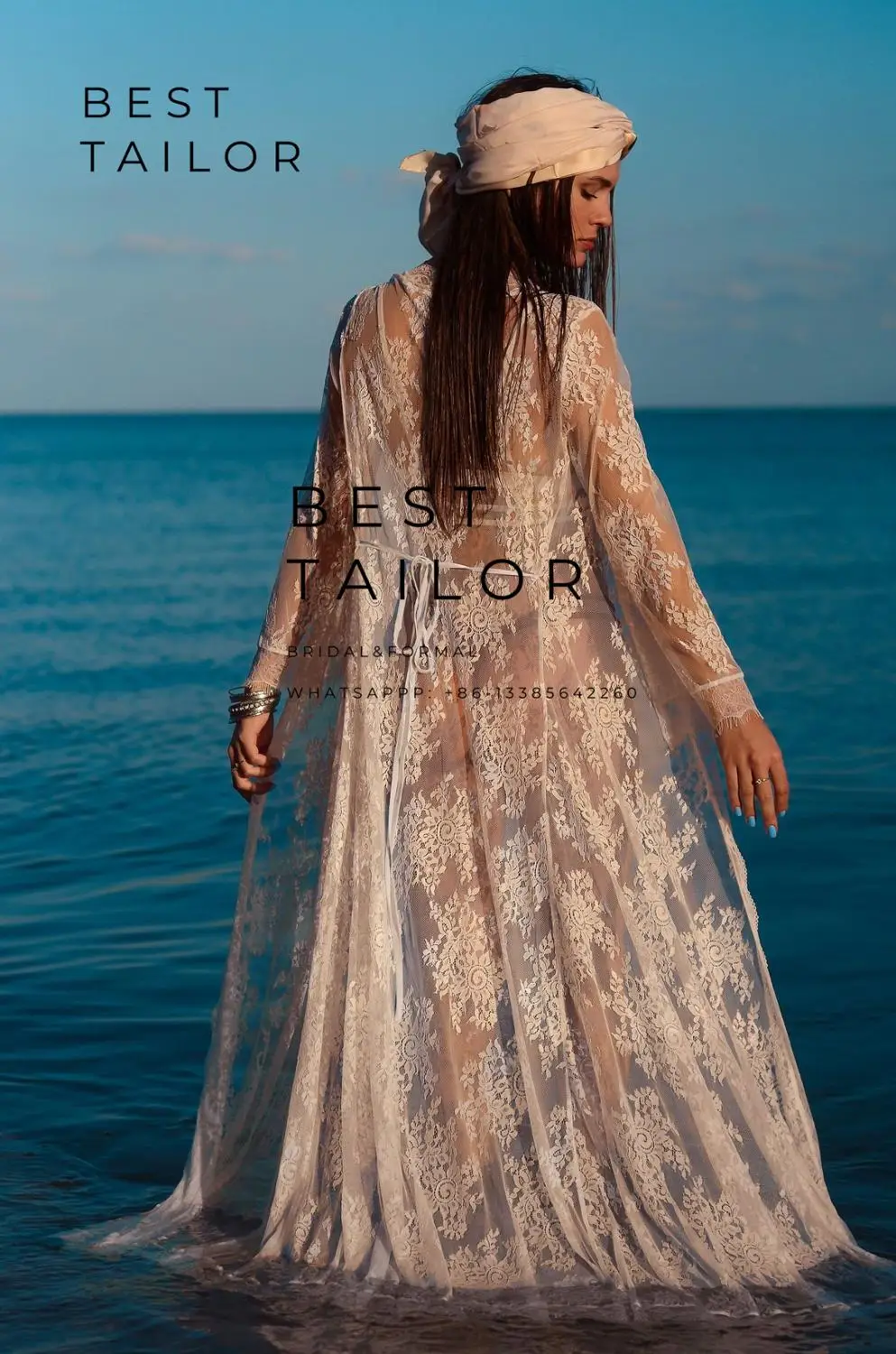 Vestidos de boda especial para vacaciones, traje largo de encaje transparente para playa, negro, vestido de novia blanco, vestido de novia 2021