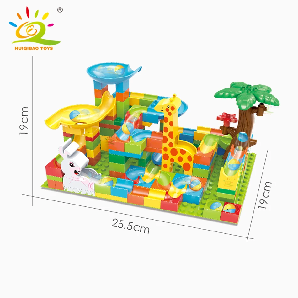 HUIQIBAO 182 шт. животные мрамор гонки большие строительные блоки большой размер набор