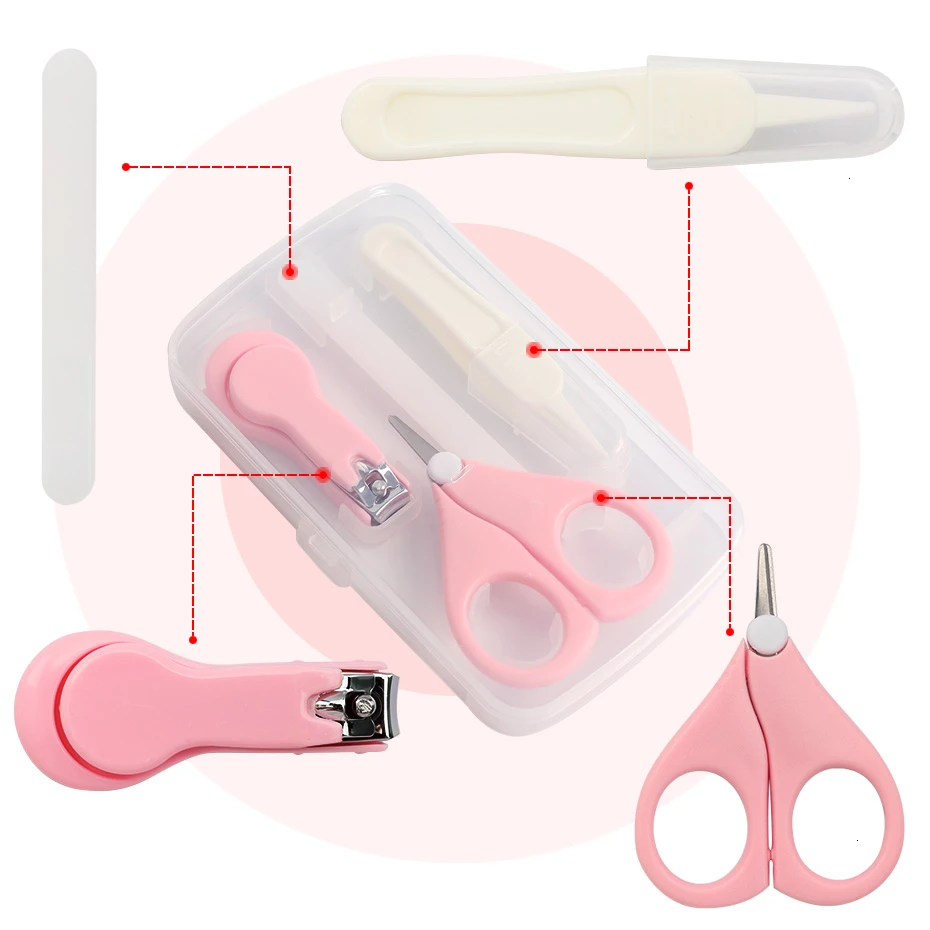 4pcs Baby Healthcare Kits Baby Nail Care Set Infant Finger Trimmer Scissors Nail Clippers Storage Box For Travel images - 6