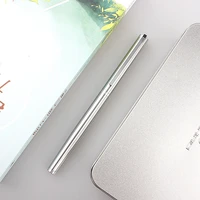 luxury 126 silver stainless steel fountain pen extra fine 0 38 nib school office name ink pens gift stationery