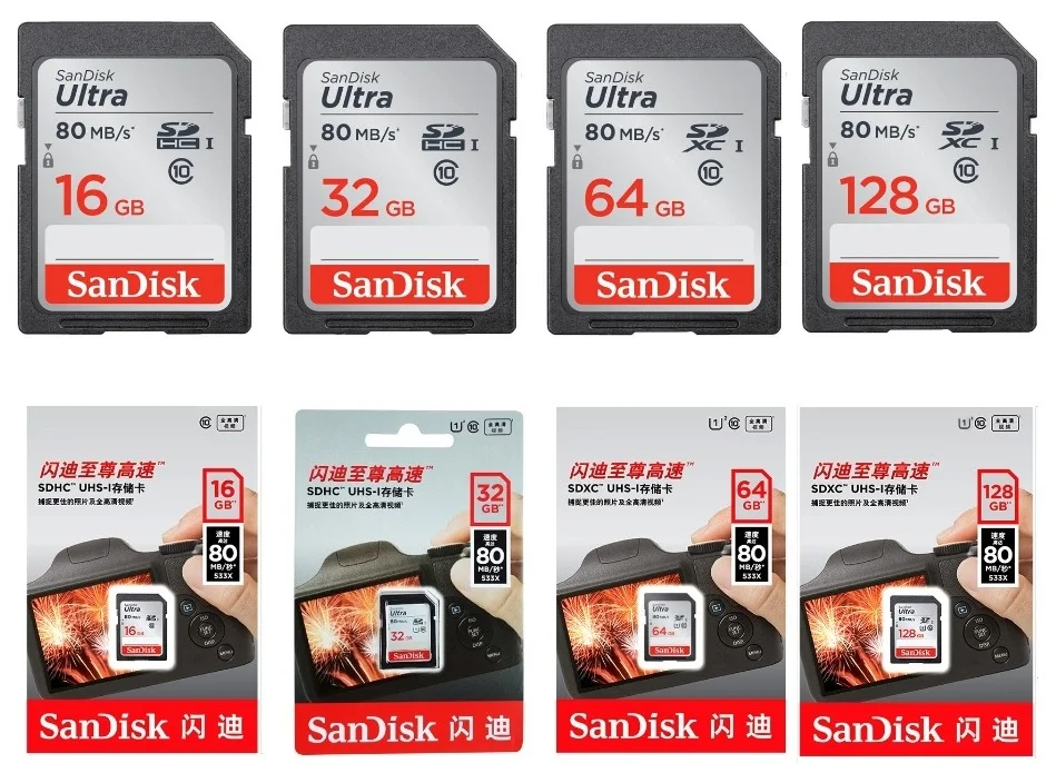 SanDisk, SD карта, 128 ГБ, 64 ГБ, 32 ГБ, 16 ГБ, microSDHC, SDXC, UHS-I, карта памяти, micro SD карта, TF карта, класс 10, U3, для камеры, SDUNC