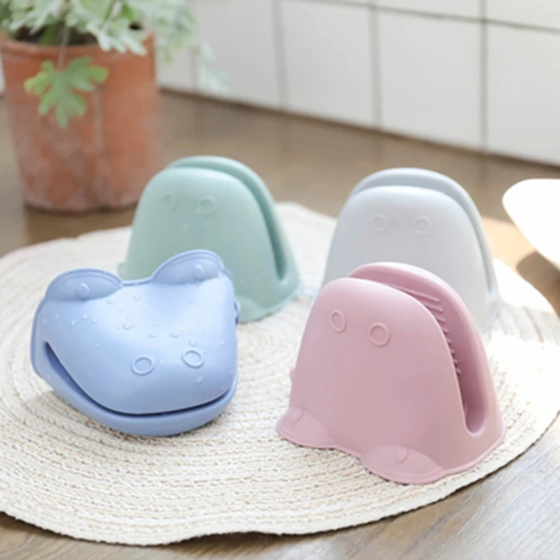 Силиконовые термоизоляционные противоожоговые перчатки с зажимом для духовки