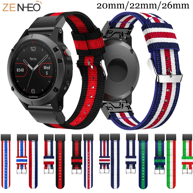 

Новый нейлоновый ремешок 20 мм, 22 мм, 26 мм, ремешок для часов Garmin Fenix 5, 5X, 5S, 6S, 6X, 6 PRO, быстросъемный сменный Браслет