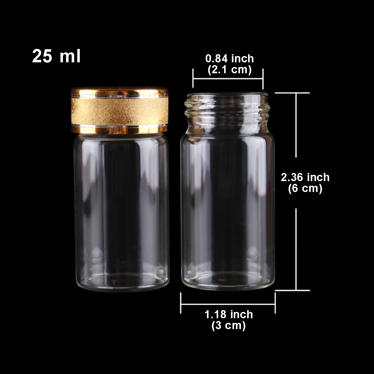 24 pieces 25ml 30*60mm Glass Bottles with Golden Frosted Caps Transparent Perfume Bottle Spice Jars | Дом и сад