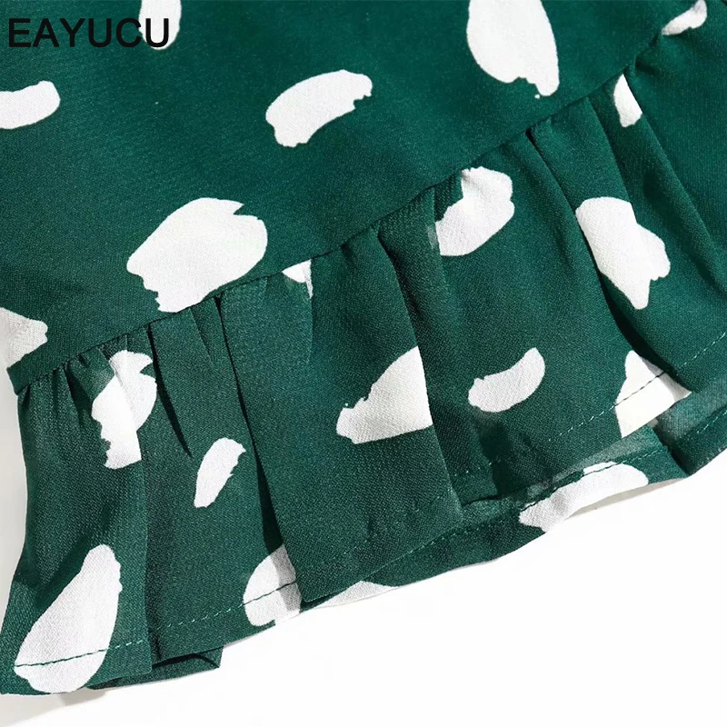 

EAYUCU Vintage summer dress women high waist long sleeve ruffled boho dress Streetwear ladies lace up a-line mini dresses ED144