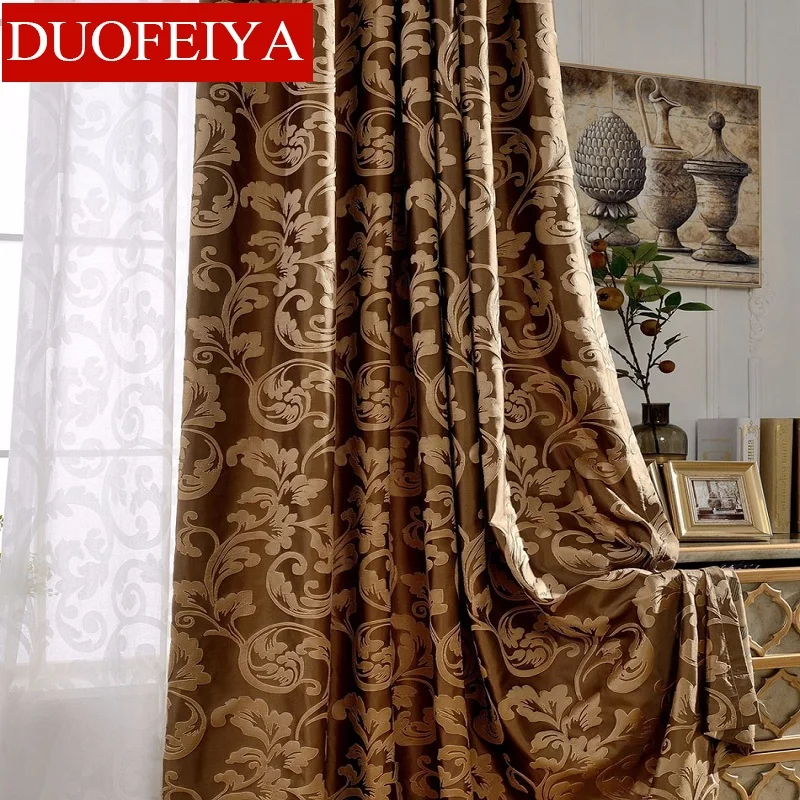 

Luxury Curtains For Living Room Grey Drapes Bedroom Jacquard Blinds Fabric European Window Treatments High Shading
