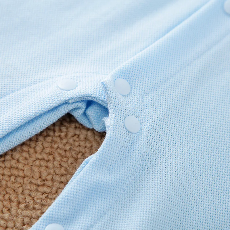 

Cotton Blue Knitted Baby Romper Long-sleeved Newborn Baby Boys Jumpsuit Infant Gentleman's Clothing for Spring Autumn
