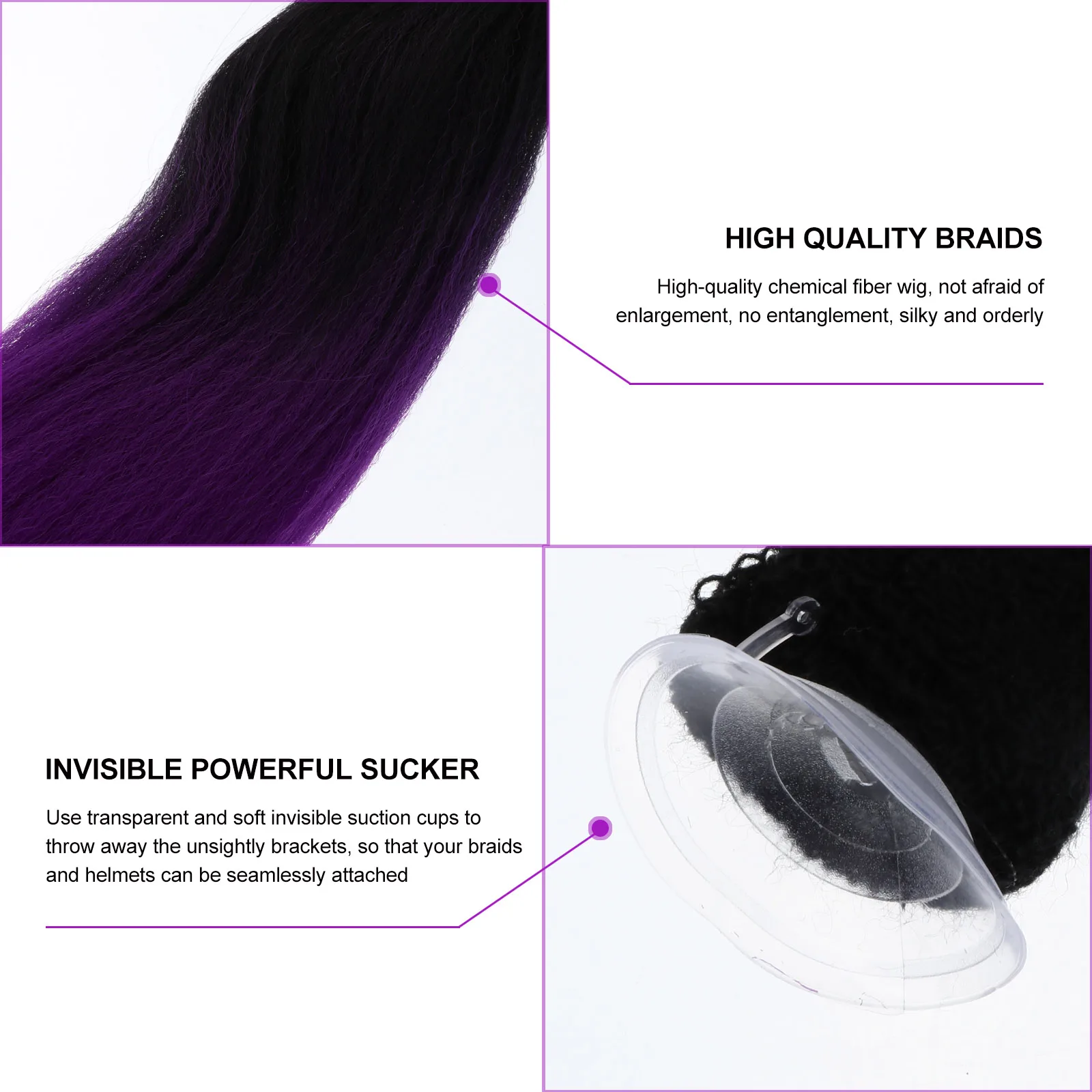 

1 Pair Universal Dirty Braided Double Ponytails Decorative Wig odorless durable for Motorcycle Helmet