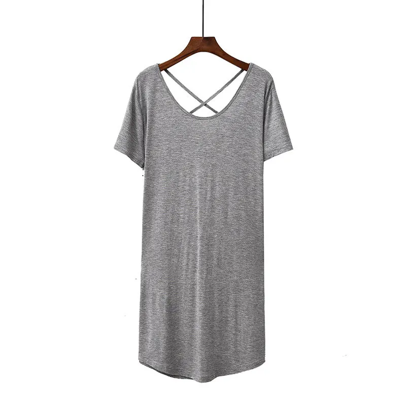 

New Modal Nightdress Women Spring Summer Comfortable Sleepwear Sexy Backless Big V-Neck Female Homewear