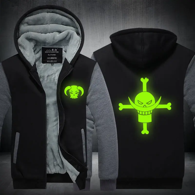 Black and Grey 3 Аниме одна деталь Луффи Эдварда светящаяся толстовка на молнии Спортивная толстовка с капюшоном унисекс спортивный костюм пальто куртка Косплей Костюм - Цвет: Black and Grey 3