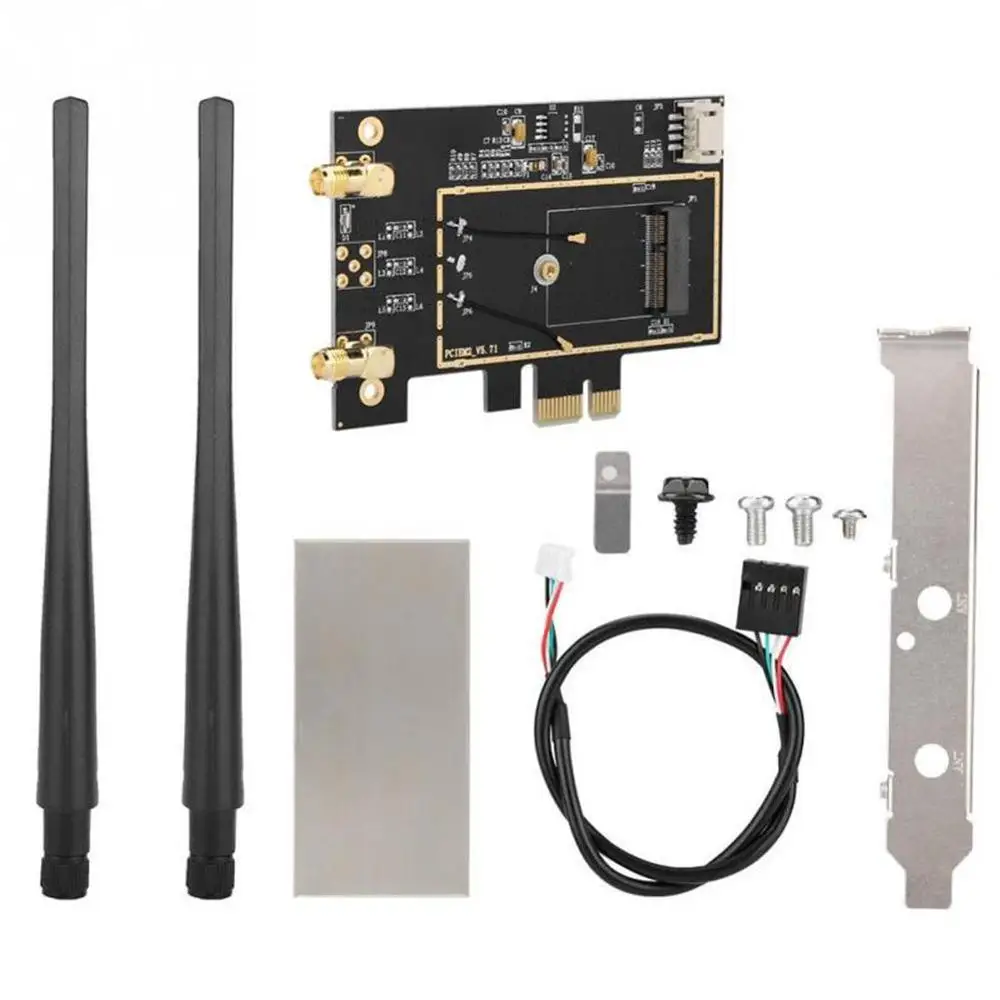 M.2/NGFF к PCI E AC беспроводная карта с антенной переменного тока для 9260 8265 1550AC