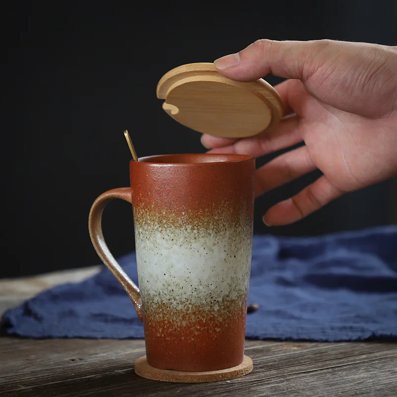 Керамическая кружка с крышкой креативная индивидуальная трендовая большая