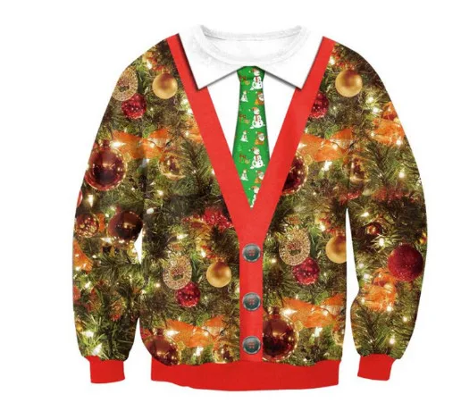 Size L Модный унисекс Мужской Женский Уродливый Рождественский свитер Санта-эльф с рождественским принтом Новинка Осень-зима блузки одежда - Цвет: Size L