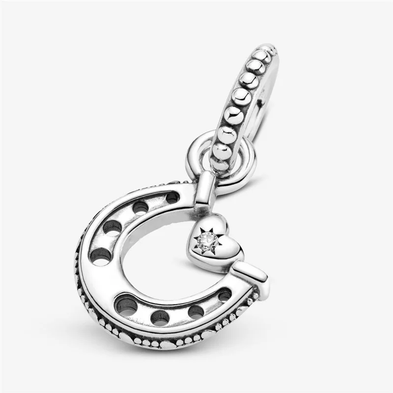 

Lucky Horseshoe Charm New 925 Sterling Silver Fit Original 3mm Bracelet & Bangle Making Fashion DIY Jewelry For Women