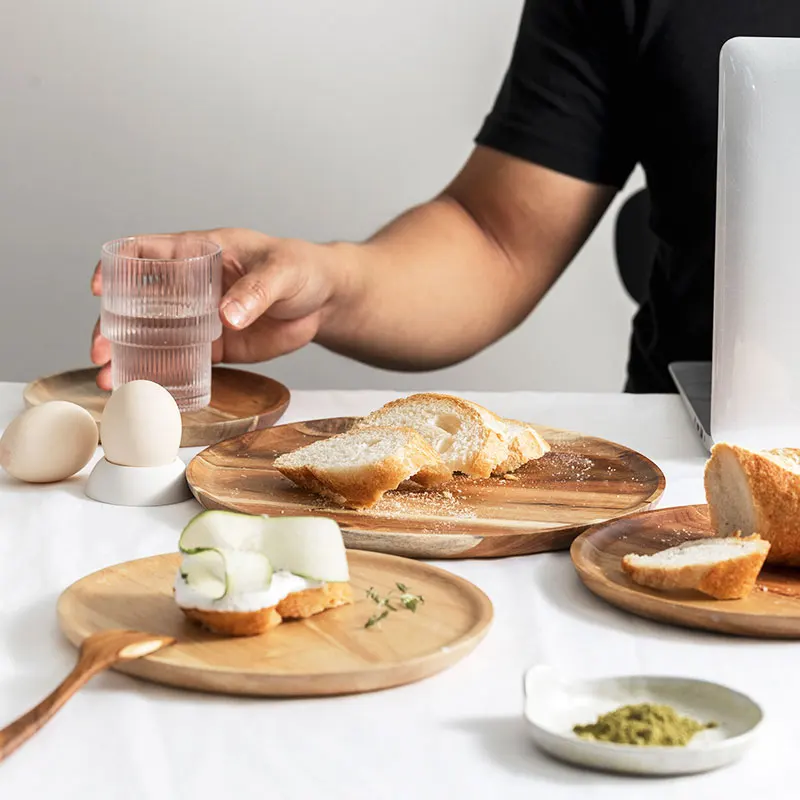 Деревянная твердая закуска из акации круглая тарелка торт фруктовое блюдо