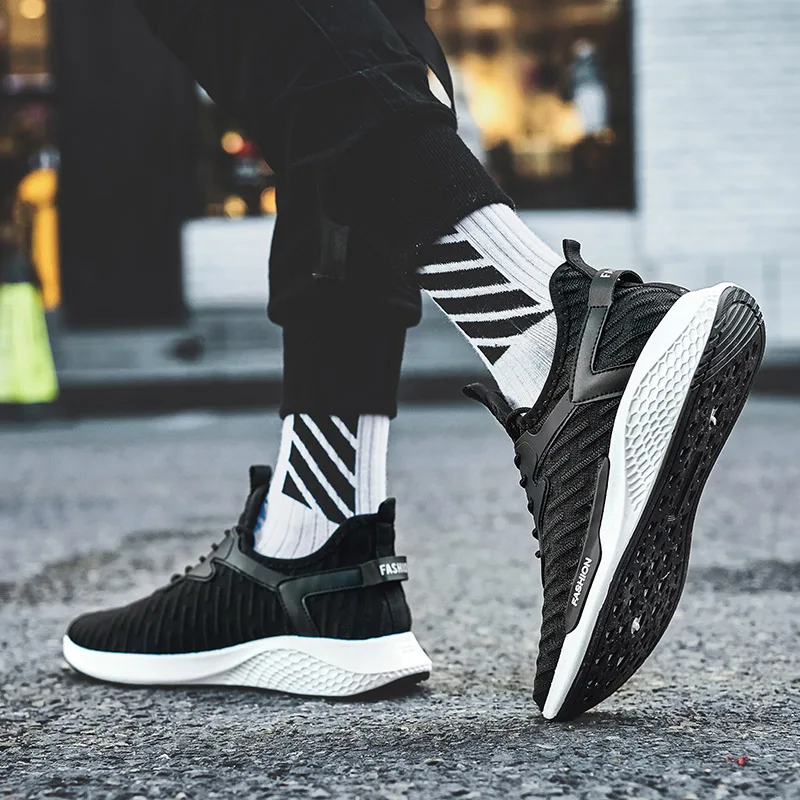 Уличная Мужская обувь для бега прогулок спортивная на толстой подошве Дышащие