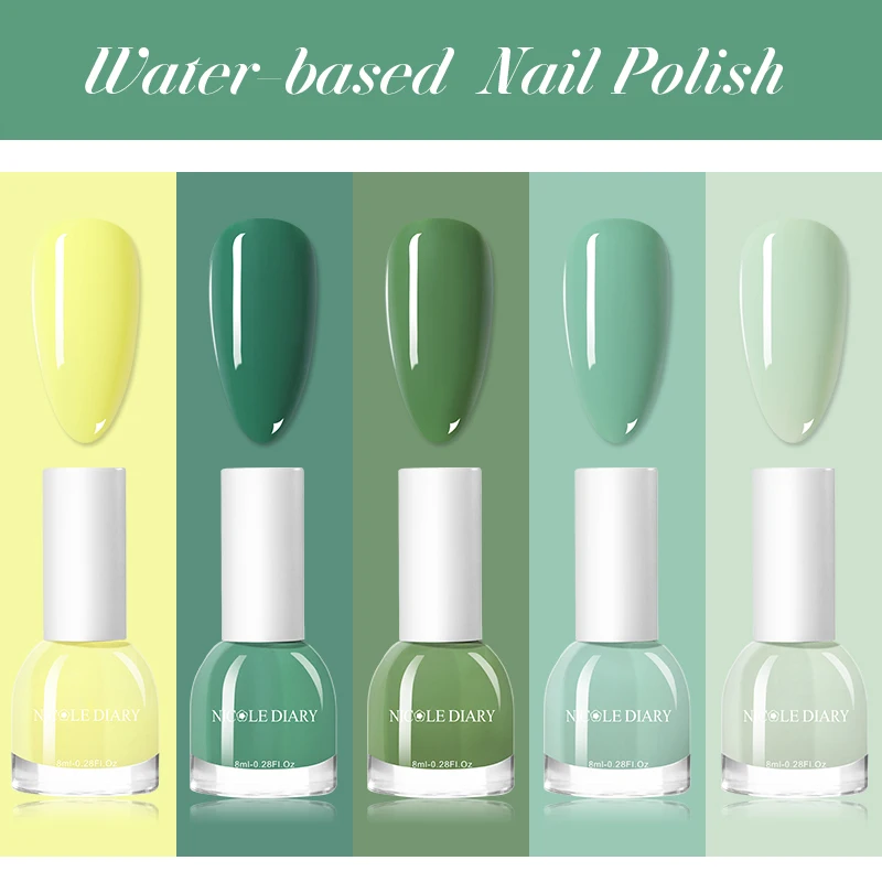 Лак NICOLE DIARY для ногтей на водной основе 8 мл летний авокадо зеленая Блестящие