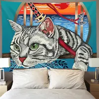 Cat Cool Graphic Japanese Comic Anime Design Wall Tapestry Hippie Art Tapestry