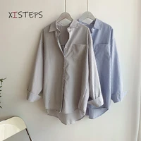loose striped shirts woman 2021 long sleeve oversized blouses female turn down collar korean style tops high quality clothings