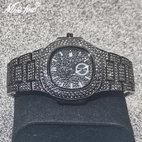 luxury missfox men watches top brand hip hop diamond quartz wristwatch punk black dial stainless steel clock couples gift clocks