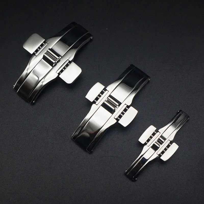 For Tissot Stainless Steel Solid Metal Clasp Watch Accessories Double Push Button Fold Watch Buckle Butterfly Deployment Clasp