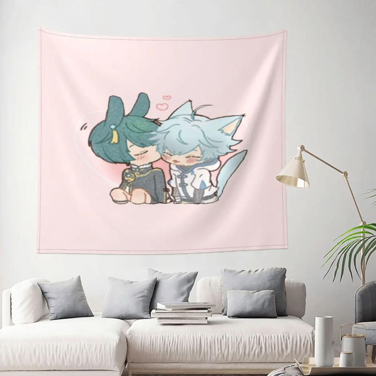 

Tapestry Genshin Impact Chibi Xingyun Anime Game Decor Wall Room Home Decoration Hanging Living room Kawaii Cute Style
