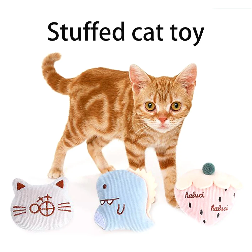 Pet Cat Toy Funny Doll Strawberry Dinosaur Plush Mini Grinding Catnip Toys Interactive Chewing Claws Thumb Bite Mint | Дом и сад