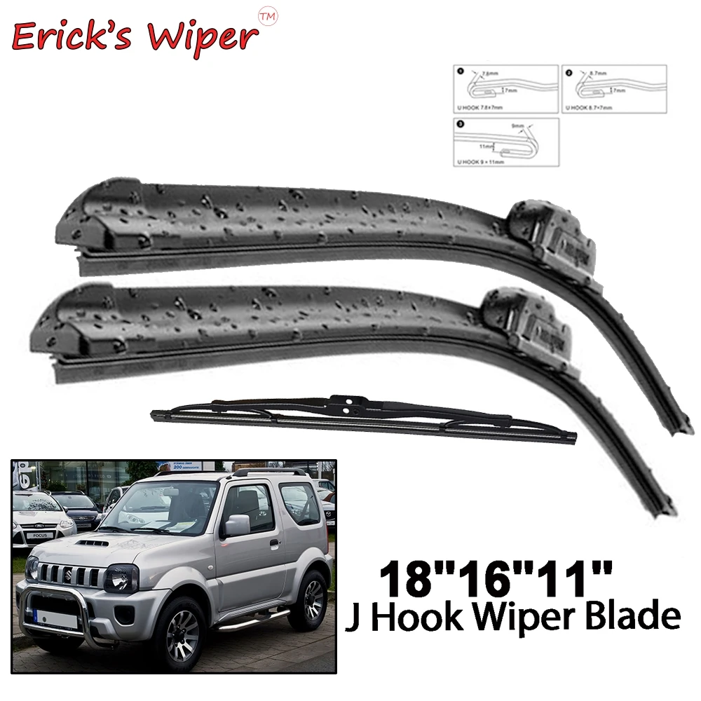 

Erick's Wiper Front & Rear Wiper Blades Set Kit For Suzuki Jimny MK3 1998 - 2018 Windshield Windscreen Window 18"+16"+11"