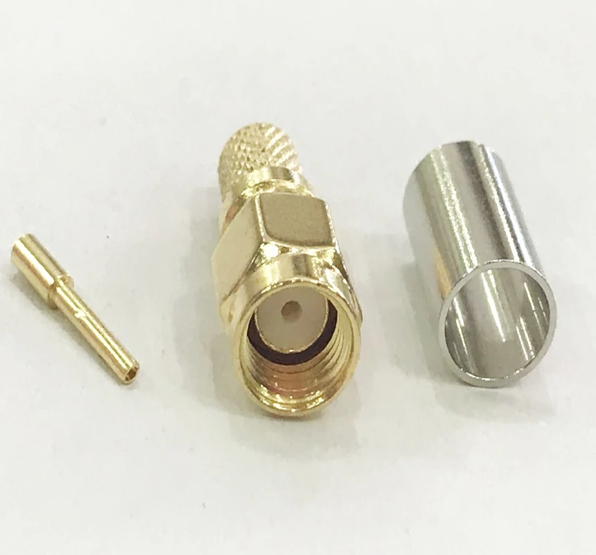 10pcs RP-SMA Male Plug Crimp for RG8X RG-8X LMR240 Coaxial Coax Cable Straight Connector | Connectors