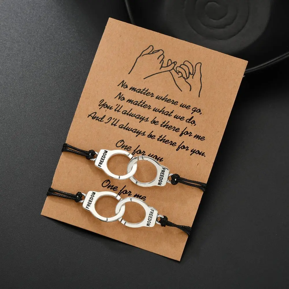 

Black White Rice Bead Double Bracelet Hand-Woven Blessing Lovers Friendship Card bBracelet Bracelet String
