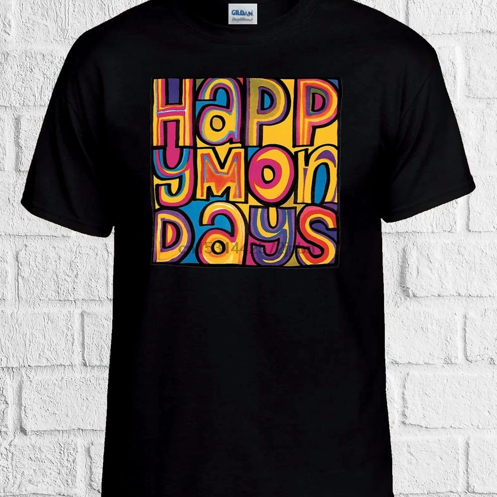 

Футболка унисекс с надписью Happy Mondays, музыкальная крутая футболка рок-группы для мужчин и женщин, топ без боли, без усиления 1822